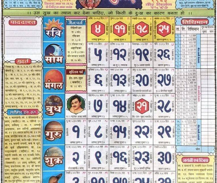 Pandit Babulal Chaturvedi Calendar 2021 July