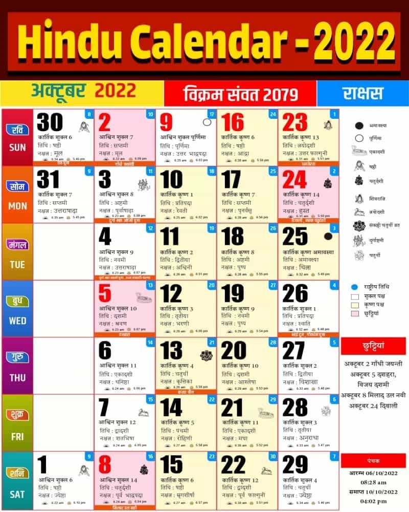 India Calendar 2022 October 2022 