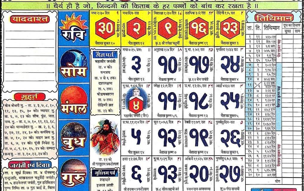 pandit babulal chaturvedi calendar 2023 april